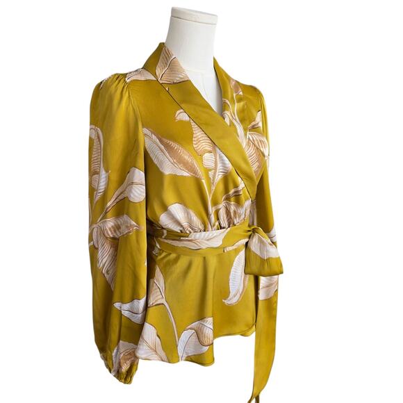 BANANA REPUBLIC Yellow Floral Wrap Blouse - Picture 3 of 6